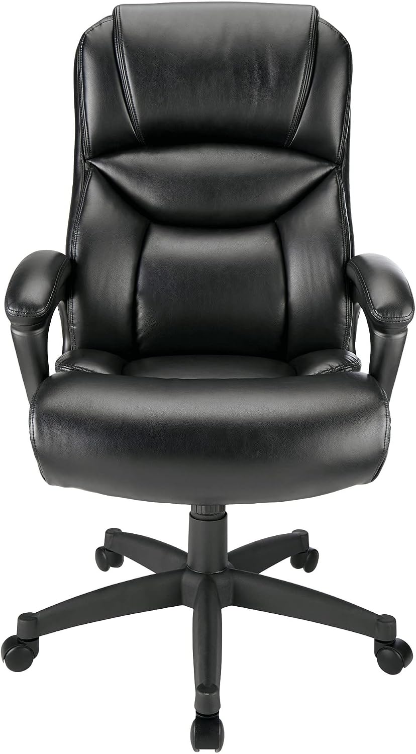 Realspace® Fennington Bonded Leather High-Back Chair, Black
