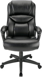 Realspace® Fennington Bonded Leather High-Back Chair, Black
