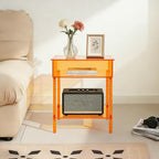 16inch Acrylic End Side Table, 3 Tier Orange End Table with Large Storage Modern Nightstand Coffee Table Accent Table for Compact Space Living Room Bedroom