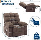 Rocking Recliner Chair with Massage & Heat, Overstuffed Fabric Upholstery, Remote Control, Side Pockets, for Living Room, Bedroom, Nursery, Home Theater, Coffee