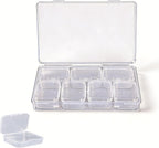 Bead Organizer Box 8-Piece Small Beads Storage Cases and Plastic Container with Hinged Lids Containers for Jewelry Making, Bracelet Crafts and DIY Projects
