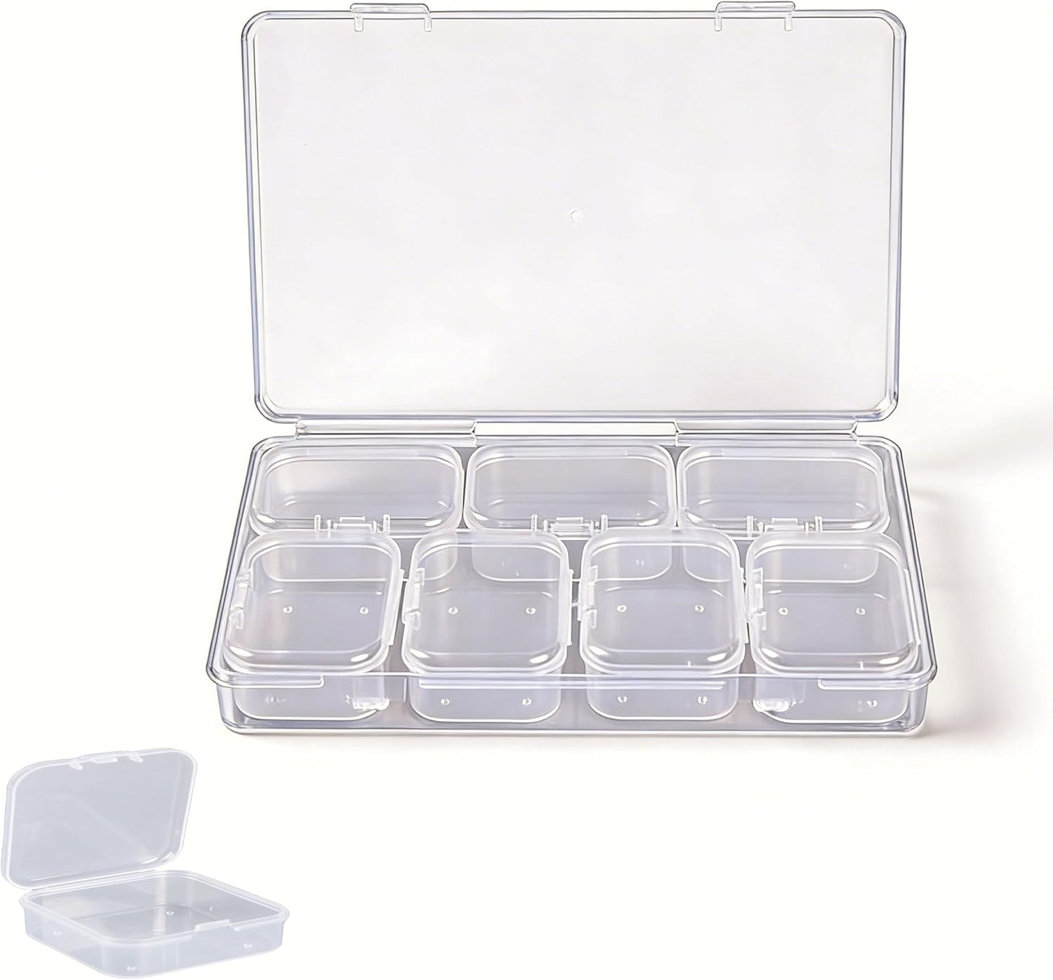Bead Organizer Box 8-Piece Small Beads Storage Cases and Plastic Container with Hinged Lids Containers for Jewelry Making, Bracelet Crafts and DIY Projects