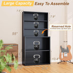5-Tier Metal Record Player Stand, 55" Tall Vinyl Record & CD/DVD Rack, Black Media Cabinet CD Storage Cabinet for Living Room, Music Room or Studio - Easy Assembly
