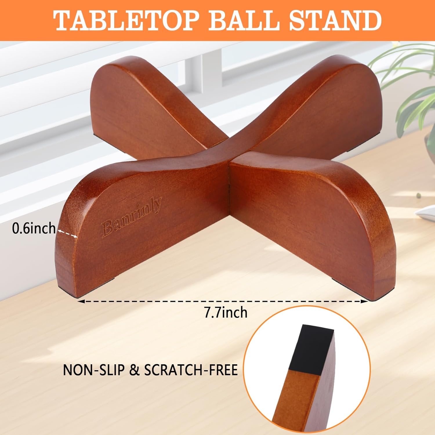 2-Pack Wooden Ball Display Stand - Solid Wood Sports Ball Holder for Football, Basketball, Rugby, Soccer, Volleyball Memorabilia - Premium Ball Display Case Base