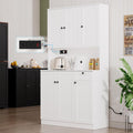 Furnify 71" H Pantry Cabinet with Charging Station, Tall Kitchen Pantry Storage Cabinet with Microwave Stand, Farmhouse Kitchen Hutch with Storage Drawer for Living Room, Dining Room, White