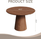 43" Round Dining Table for 4,Modern Natural Wood Dining Table with Cone Wood Pedestal Base, Retro Farmhouse Solid Wood Circle Dining Room Table for Living Room Kitchen, Dining Room(Walnut)