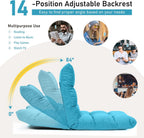 MAT EXPERT 14-Position Floor Chair, Floor Gaming Chair w/Resilience Sponge, Alloy Steel Frame, Padded Bed Couch Recliner, Floor Chair with Back Support for Reading, Meditating (Peacock Blue)