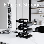 Black Wine Rack Countertop, Modern Metal Wine Rack for Inside Cabinet, Minimalist Small Wine Holder Tabletop, 5 Bottle Wine Display Stand for Wine Storage Organizer Home Kitchen Bar (Black)
