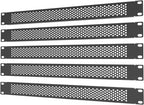 5 Pack 1U Venting Blank Panel - Steel Blank Rack Mount Panel Spacer for 19in Server Rack Cabinet or Enclosure, Black (1UVBP5PC)
