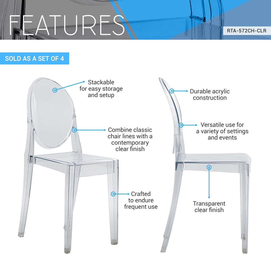 Stackable Acrylic Ghost Event Chairs – Set of 4