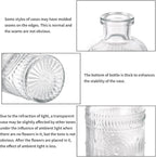 Fixwal Set of 5 Bud Vases, Small Vase for Flowers, Glass Vase for Home Decor, Wedding Decorations, Clear Flower Vases for Centerpieces, Vintage Vase for Home Decor