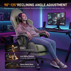 HLDIRECT Massage Recliner Gaming Chair with Footrest for Adults, Green | 300lbs Capacity, Ergonomic Office Computer Chair, Lumbar Support, Breathable Fabric, Headrest, 360° Swivel, Metal Frame