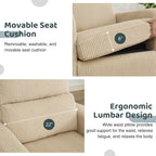 Swivel Rocker Recliner, Oversized Manual Nursery Glider Rocking Recliner Chair with Removable Cushion, Upholstered Swivel Reclining Chair for Nursery Living Room Bedroom, Corduroy Camel