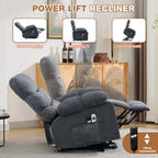 Power Lift Recliner Chair for Elderly with Heat and Massage, Electric Recliners Single Sofa with Side Pocket and USB Charge Port for Living Room and Bedroom Comfort