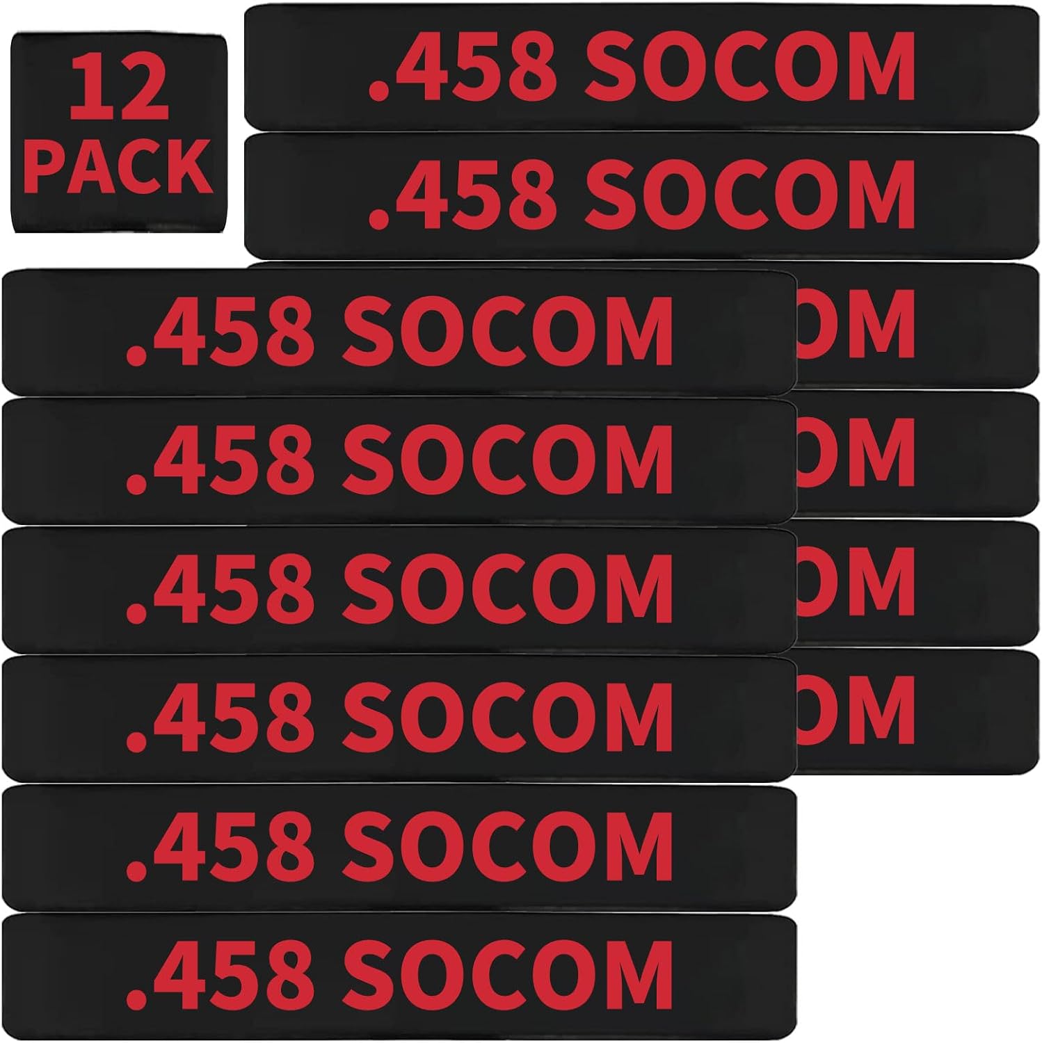 12 Pack Miaozhun .458 SOCOM Magazine Marking Bands 458 SOCOM Magazine Caliber Identification(Black-Red)