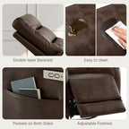 KISLOT Power Swivel Recliner Chair, Faux Leather Recliner 270° Rotation Modern Nursery Glider, Ergonomic Armrest & Side Storage Pocket, Comfortable Armchair for Living Room Bedroom & Nursery