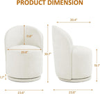 Lumibee Swivel Barrel Dining Chairs, Modern Upholstered Round Dining Chairs with 360° Rotation, Comfy Chenille Fabric Armless Accent Makeup Vanity Chair for Dining/Living Room Makeup Room, Beige