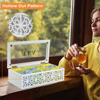 Wooden Tea Box,12 Compartments Tea Organizers and Storage,Decorative Tea Bag Holder Organizer with Clear Top for Countertop Kitchen Cabinet Pantry