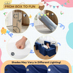 Fvkind 10 Pcs Modular Kids Play Couch, Foam Kids Play Couch for Playroom & Bedroom, Multifunctional Children Sofa Building Fort for Boys and Girls with Soft Foam and Removable Cover, Blue