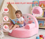 Snuggly Toddler Chair, Soft Kids Sofa with Back, Cozy Kids Couch Comfy for Toddlers 1-3, Plush Child Seat with Carry Handle, Kids Furniture Gift for Girls & Boys (Pink Mermaid)