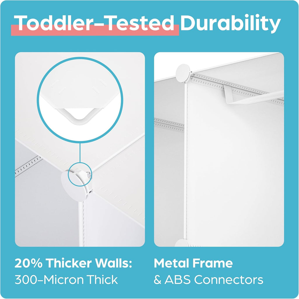 CUBEDIY Baby Closet Organizer for Nursery: Durable Baby Wardrobe for Closet - Customizable Baby Dresser Amoire Shelves - Waterproof Shelf Clothes Organizer w/Wall Fixation (White)