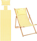 M METERXITY Beach Sling Chair Replacement Canvas, 16x44.5 Inch Folding Lounge Chair Fabric with Pillow for Beach/Sunbathing/Courtyard/Garden [Pinstripe Yellow, Only Replacement]