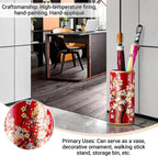 Ceramic Umbrella Stand Umbrella Holder for Entryway Hand-Made Umbrella Stand Barrels Umbrella Holder Cane Floor Standing Vase Ceramic Storage Bucket for Home Office Entrance Indoor.(White212)
