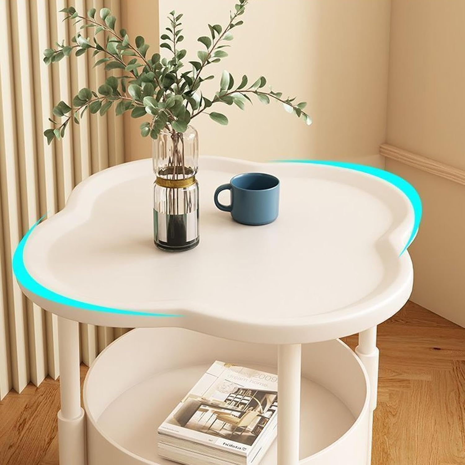 Small Petal-Shaped Side Table, Kids Nightstand, Small Bedside Table, Bedside Shelf, Bathroom Table, Mini Night Stand, Side Table for Bedroom Living Room Bedroom Bathroom
