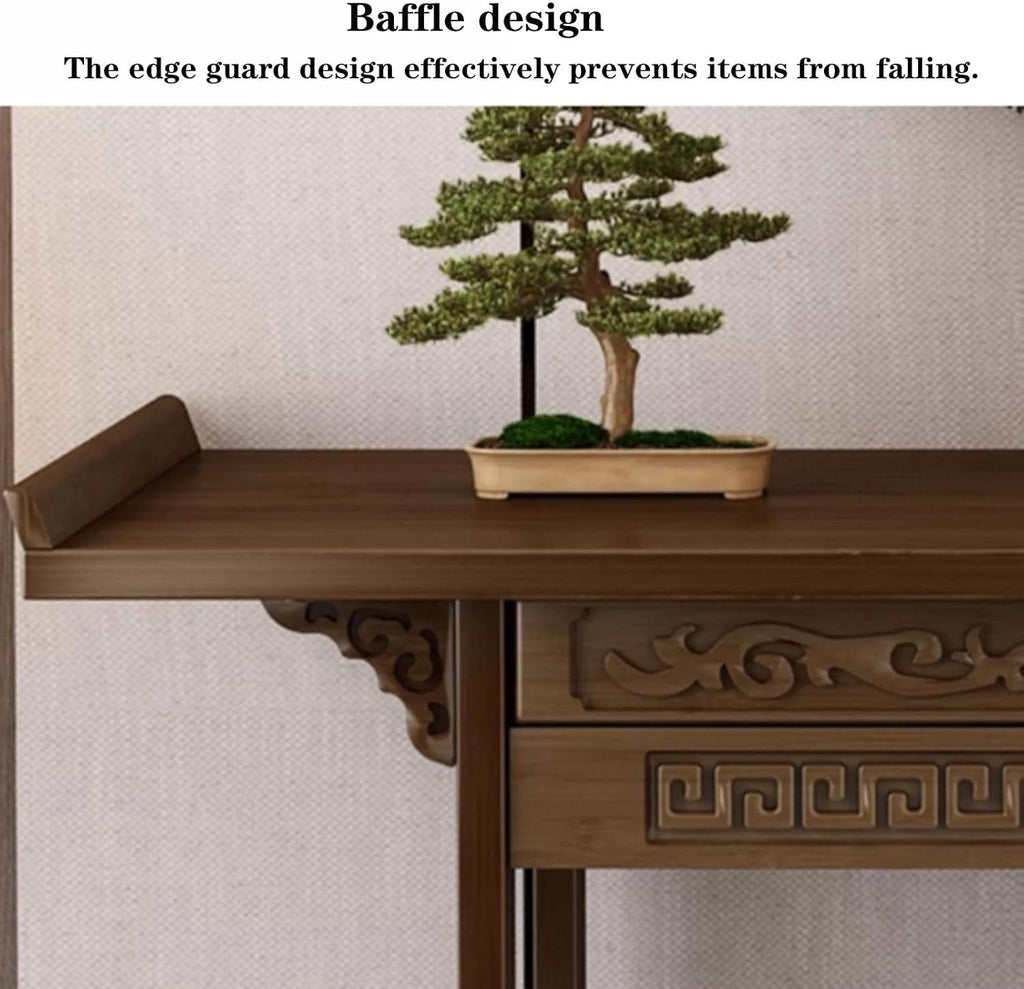 Solid Wood Meditation Table with Storage, Standing Prayer Table, Personal Buddhist Altar and Offering Cabinet