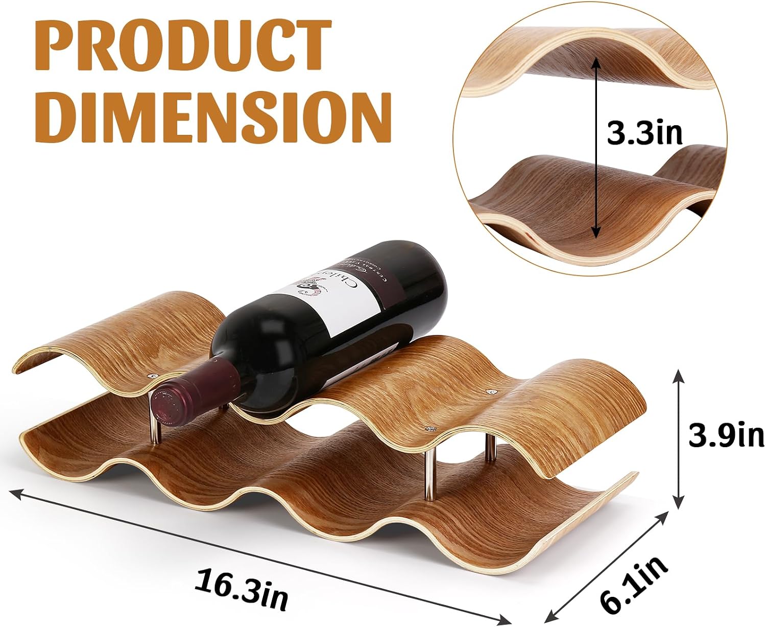 Table Wine Rack Countertop Freestanding Wine Racks & Cabinet 2 Tier 7 Bottles Wave Willow Wood Champagne Rack