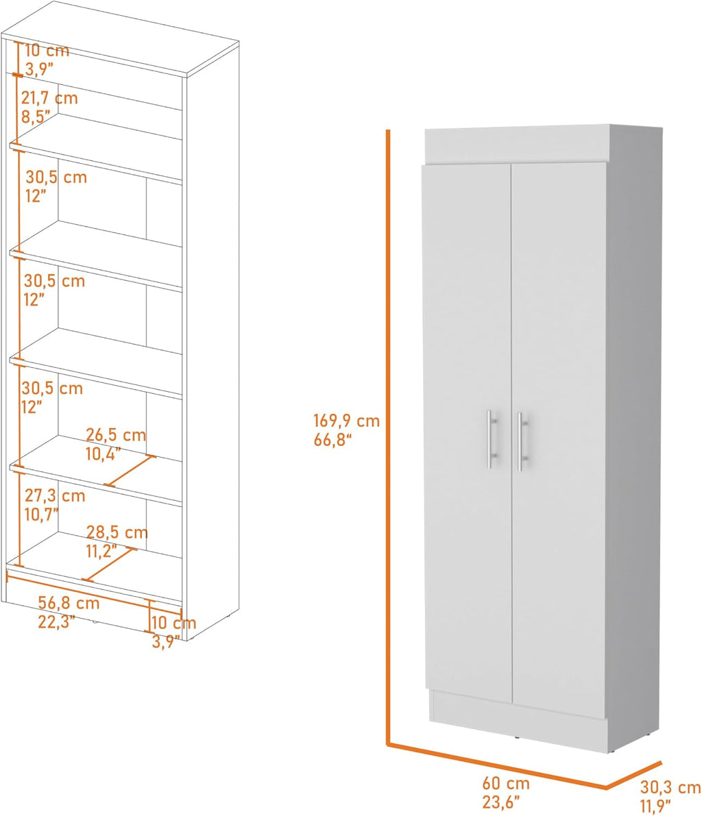 Pantry Cabinet with Sleek 5-Shelf Storage,Credenza,Sideboard Buffet Cabinet,Space-Saving,for Dining Room,Kitchen