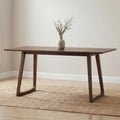 DUOMAY 63" Rectangular Dining Table for 6, Farmhouse Wooden Kitchen Table, Large Center Table, Modern Dinner Table for Living Room/Home/Restaurant, Walnut
