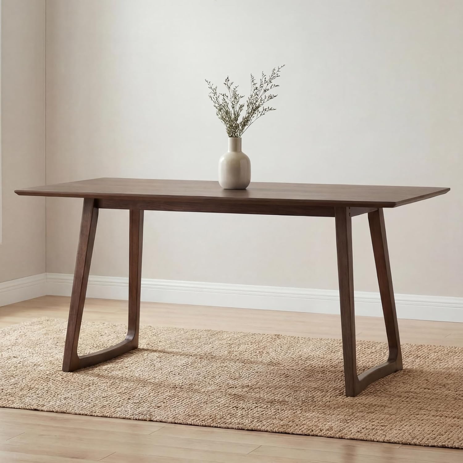 DUOMAY 63" Rectangular Dining Table for 6, Farmhouse Wooden Kitchen Table, Large Center Table, Modern Dinner Table for Living Room/Home/Restaurant, Walnut