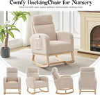 Modern Nursery Chair,Rocking Chair with High Backrest Armchair,Teddy Upholstered Glider Recliner Accent Reading Chairs Padded Seat for Living Room,Bedroom,Beige
