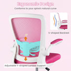 Giantex Ergonomic Drafting Chair Tall Office Chair with Flip-Up Armrests Footrest Ring Height Adjustable Executive Task Chair Mesh Computer Standing Desk Chair Lumbar Support for Home Office (Pink)