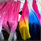 Fishbone Fan 85cm Soft Big Dance Fan Chiffon Foldable Fishbone Flowy Dancer Props Bellydance(Color 1,2PCS)