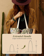 Miss Adola Embroidery Tote Bag for Women - Aesthetic Canvas Bag with Pocket Reusable ToteBag for Work Shopping