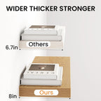 Fun Memories 20Inch Floating Shelves for Wall, 8 Inch Deep Shelves for Bathroom|Bedroom|Kitchen Wall Mounted, Wood Hanging Shelf with Invisible Brackets for Home Storage Decor, Oak - 2 Pack