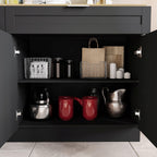 Timechee Large Kitchen Pantry Storage Cabinet Set with Wall Cupboard, Freestanding Food Pantry Cabinet for Kitchen with 6 Doors & 5 Drawers, Sideboards with Storage for Living Room, Black, 63" W