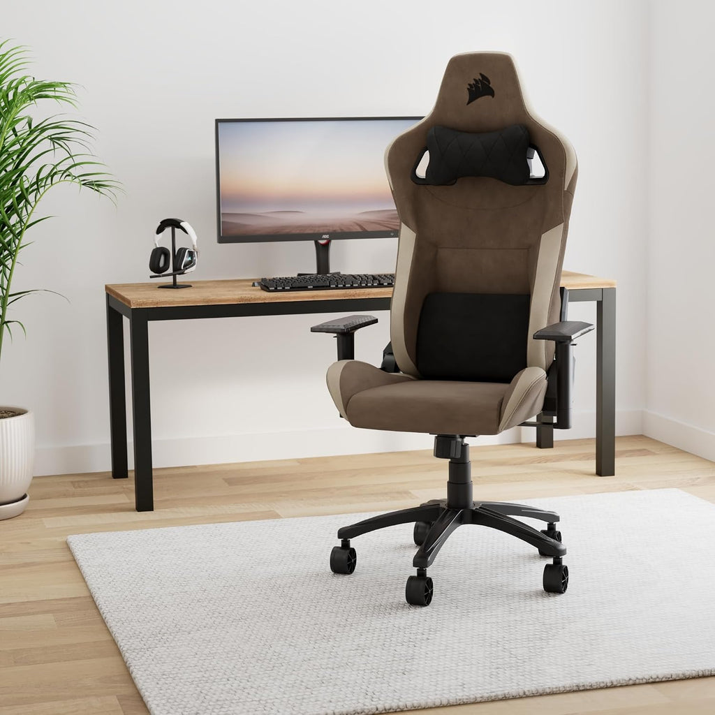 CORSAIR CF-9010061-WW T-3 Rush V2 Brown Gaming Chair, Office/Desk Chair, for Games, Reclining, Computer Chair, PU Leather, Adjustable Height, Brown