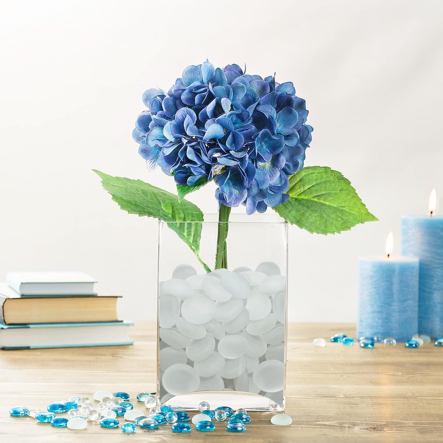 QYGL Sea Glass Gems - 0.9 Lb White Frosted Flat Glass Marbles, Flat Gems Decorative Stones for Vase Fillers, Aquarium Rocks, Floral Supplies, Table Scatter, Craft Mosaics, and DIY Ornaments
