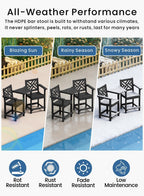 Tall Adirondack Chairs Set of 2, Outdoor 24'' Counter Height Bar Stools with Back and Arms, All-Weather HDPE Patio Tall Chairs for Balcony, Backyard, Garden, Deck (Black)
