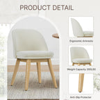 KISLOT Wooden Dining Chairs Set of 4, Fabric Upholstered Modern Dining Room Chairs with Double-Layer Thick Seat Cushion & Ergonomic Backrest for Restaurant, Kitchen and Café, 2 Boxs