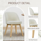 KISLOT Wooden Dining Chairs Set of 2, Fabric Upholstered Modern Dining Room Chairs with Double-Layer Thick Seat Cushion & Ergonomic Backrest for Restaurant, Kitchen and Café, Beige