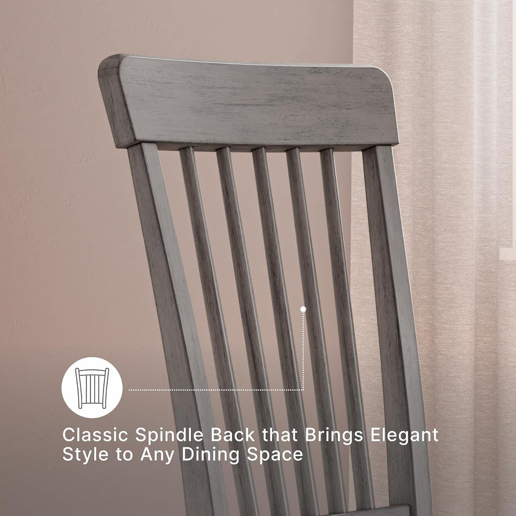 Signature Design by Ashley Shullden Upholstered Dining Chair, Set of 2 | Hardwood solids frame in medium gray, Easy-clean charcoal polyester over foam, Space-saving armless slat-back design