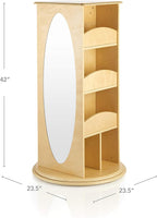 Guidecraft Rotating Dress Up Storage - Natural: Kids' Pretend Play Storage Shelves and Hangers with 2 Mirrors & Hooks - Toys and Clothes Organizer for Toddlers Playroom