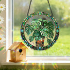 Acrylic Suncatcher Window Hanging, Leaf Sun Catcher Rainbow Indoor Window Decoration for Living Room Bedroom, Summer Home Balcony Ornaments Deco, 7.87 x 7.87 inches (64 Leaf)