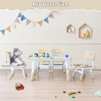 DOREROOM Toddler Table and 4 Chairs Set, Height Adjustable Kids Table and Chair Set, 31.5''L x 23.6''W, Marble Pattern & Graffiti Desktop, Children Multi-Activity Table for Home/Daycare/Classroom