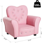 Qaba Kids Sofa Toddler Tufted Upholstered Sofa Chair Princess Couch Furniture with Diamond Decoration for Preschool Child, Pink