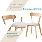 Wood Louis Dining Chairs Set of 4 100% Natural Solid Wood Home Kitchen Upholstered Chairs with Curved Backrest and Soft Padded Seat